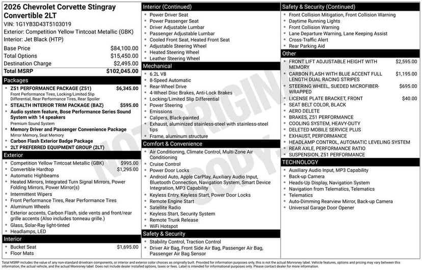 2026 Chevrolet Corvette Stingray - Image 24